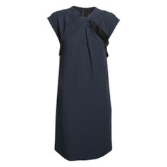 Gucci Navy Blue Crepe Twist Detail Sleeveless Mini Dress S