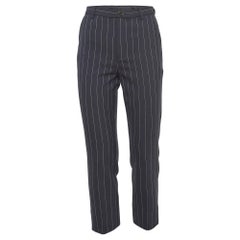 Ganni Navy Blue Pinstripe Crepe Formal Pants XS