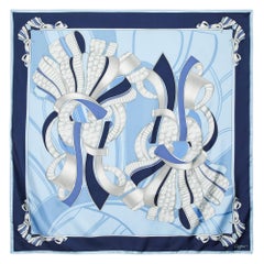 Cartier Blue Printed Silk Square Scarf
