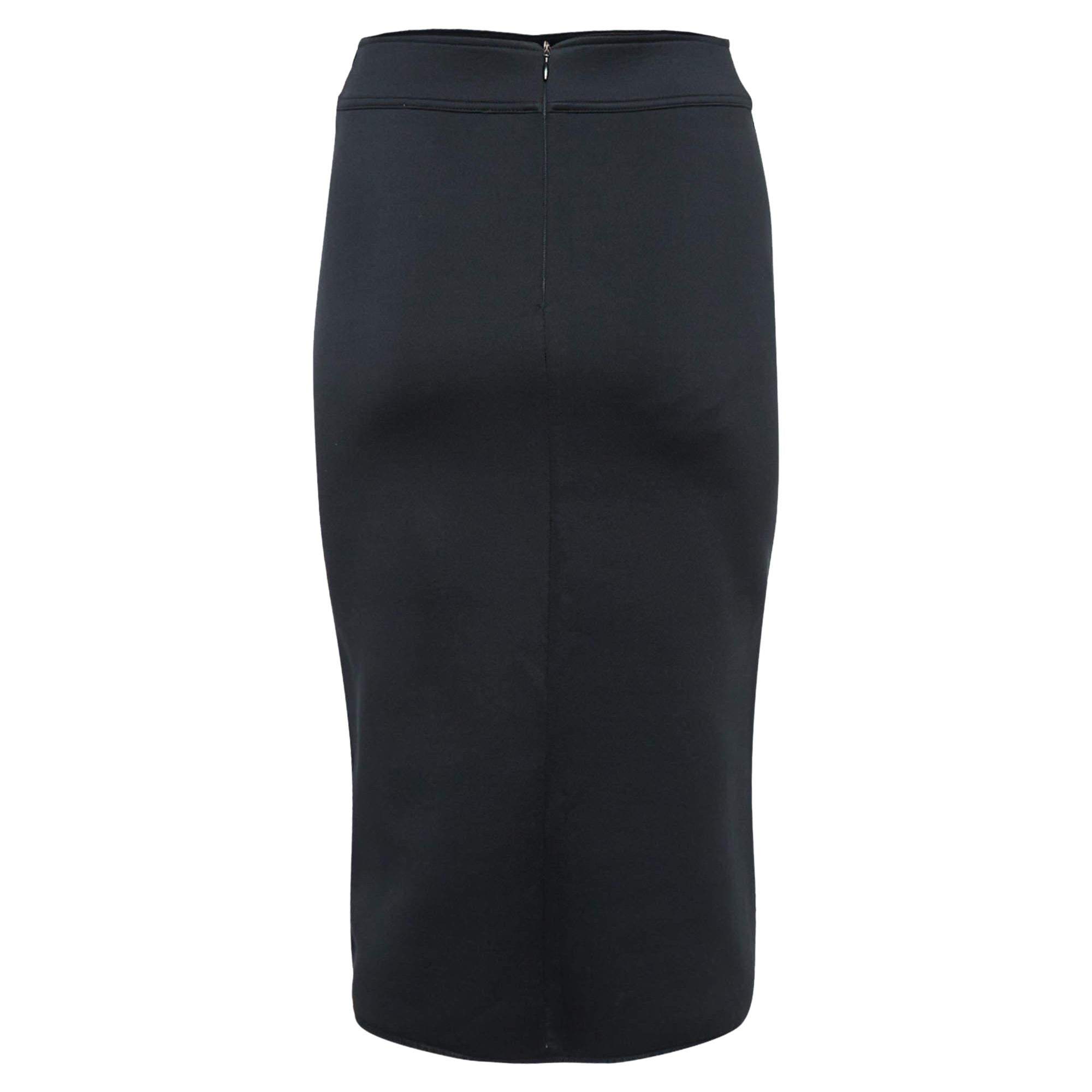 Sandro Black Neoprene Pencil Skirt S For Sale