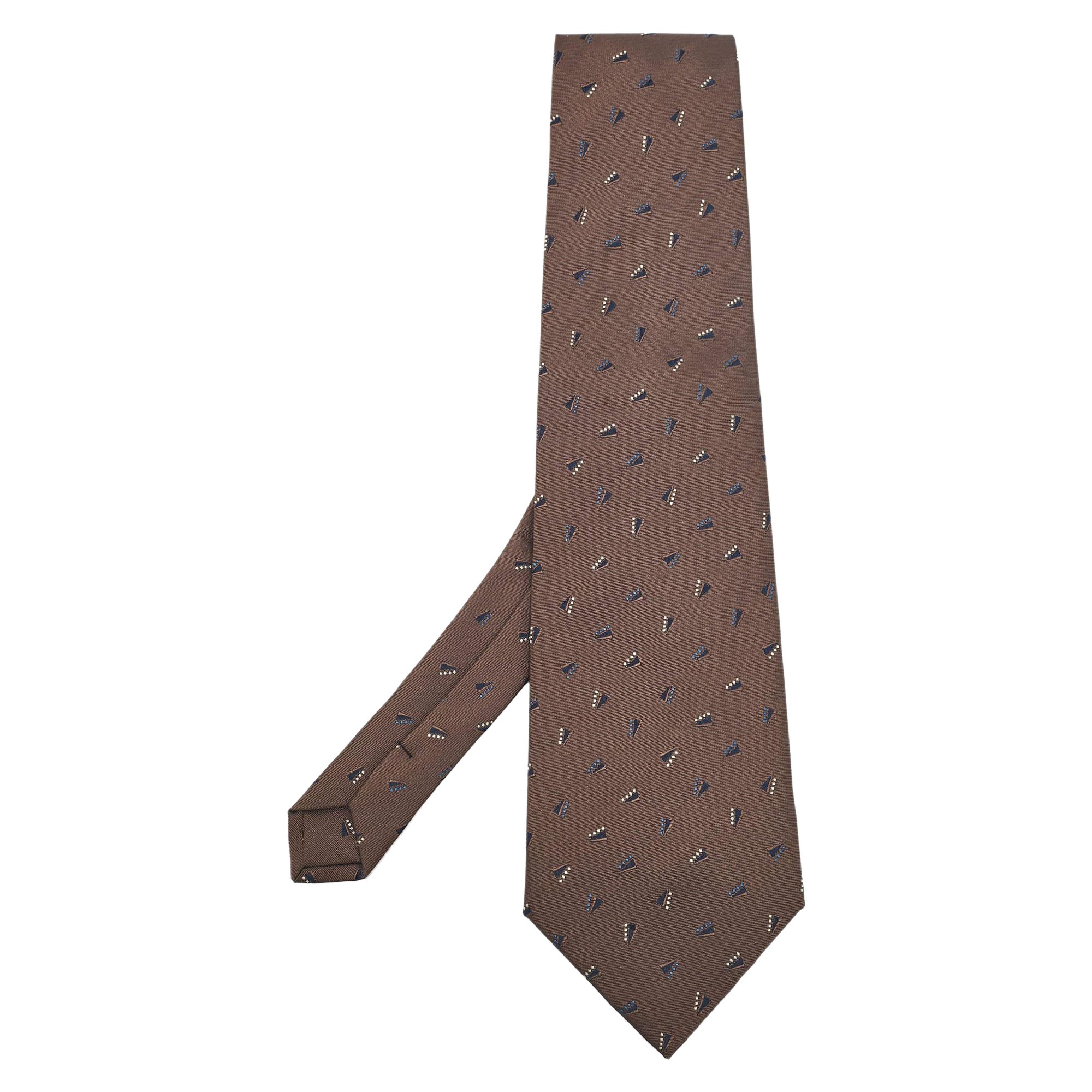 Giorgio Armani Brown Patterned Silk Traditional Tie