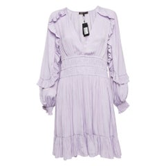 Maje Hell lila Satin gerafftes Ralya Kurzes Kleid XL