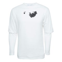 Off-White Camiseta blanca estampada de manga larga XS