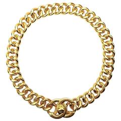 Chanel Gold Toned Hardware "CC" Logo Chain Necklace