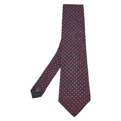 Ermenegildo Zegna Vintage Blue Dots Pattern Silk Traditional Tie