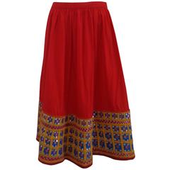 1980s Vintage Red Cotton Skirt 