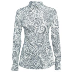 Etro White Printed Cotton Long Sleeve Shirt S