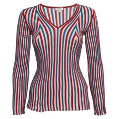 Kenzo Pull col V en maille côtelée rose M.