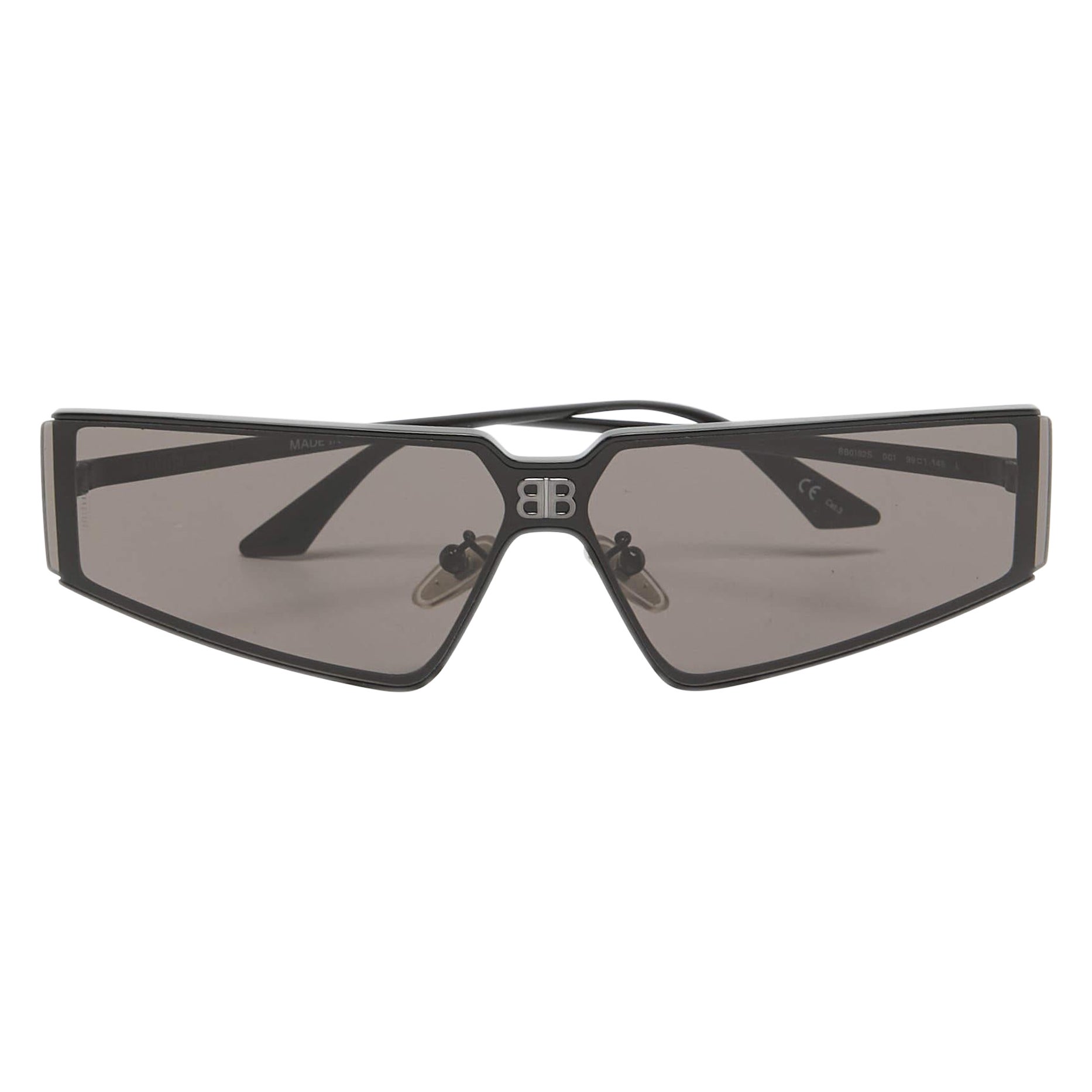 Balenciaga Black/Grey BB0192S Geometric Sunglasses For Sale