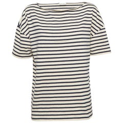 Saint Laurent Paris - Maglietta in cotone a righe blu navy/bianco - L.