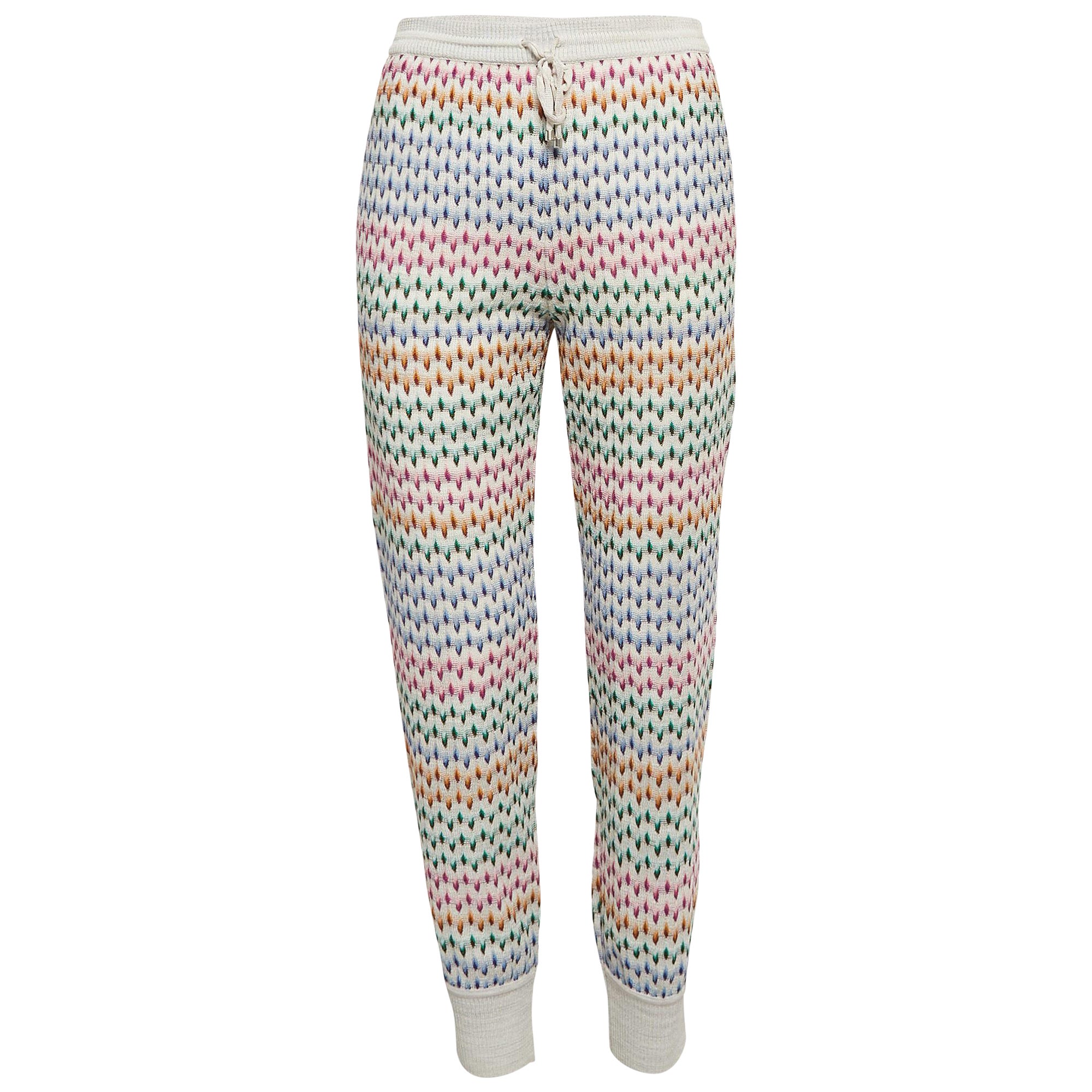 Missoni - Pantaloni jogger in maglia grigia a fantasia S in vendita