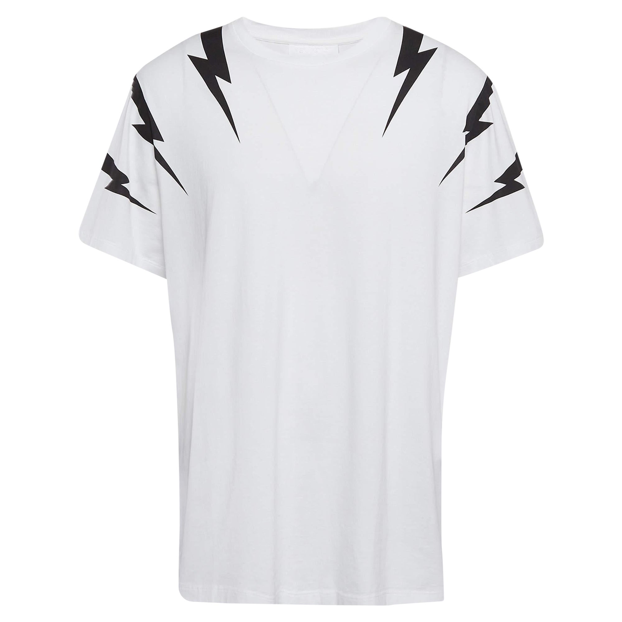 Neil Barrett White Printed Cotton Knit T-Shirt XXL For Sale