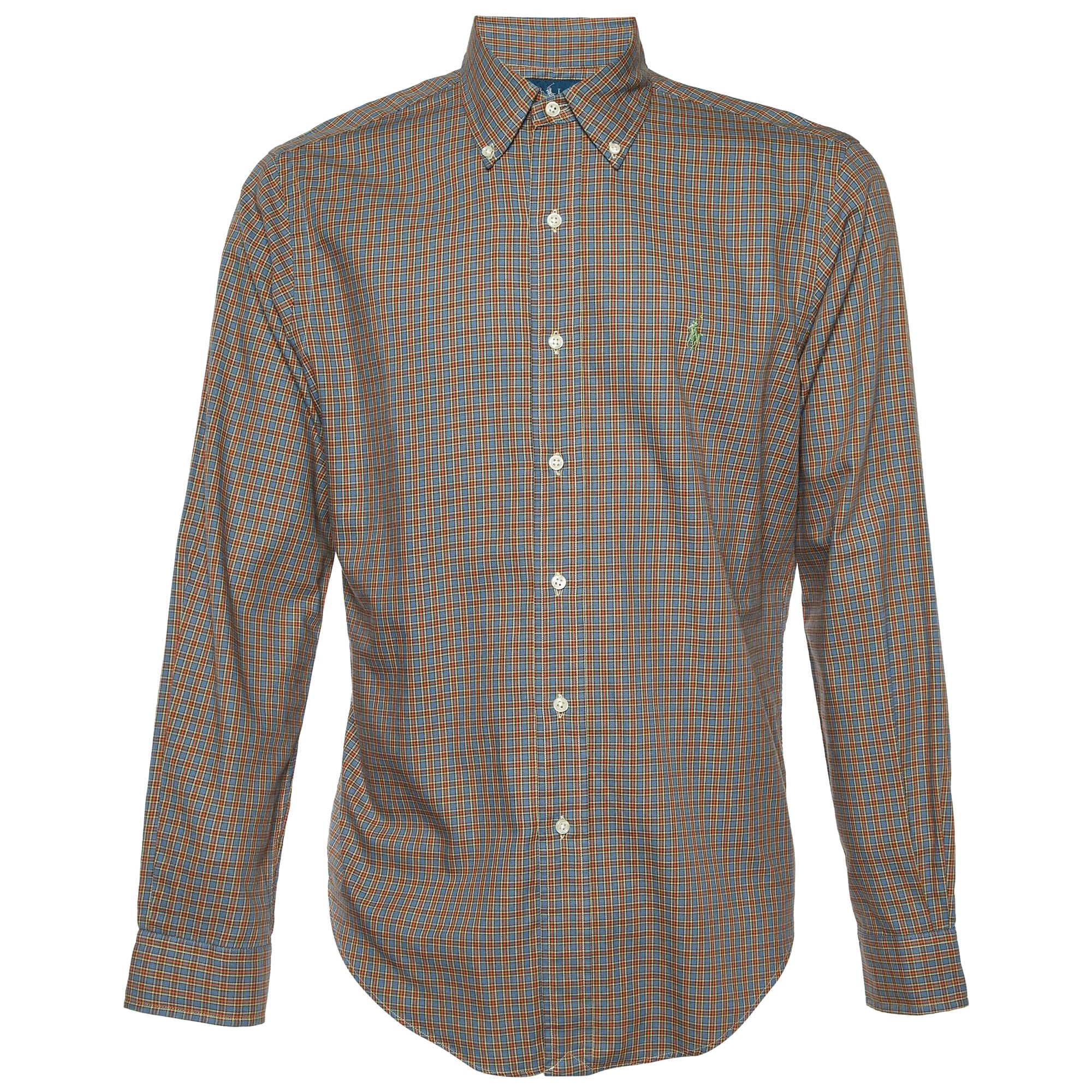Ralph Lauren - Camicia in cotone a quadri blu/arancione M.