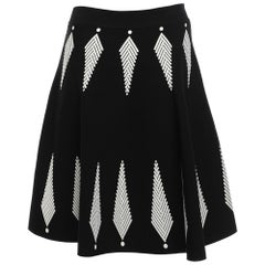 Alexander McQueen Black/White Knit Flared Mini Skirt M