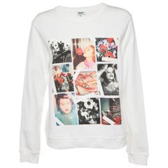 Kenzo Weiß Foto Collage Druck Baumwolle Rundhalsausschnitt Sweatshirt XL