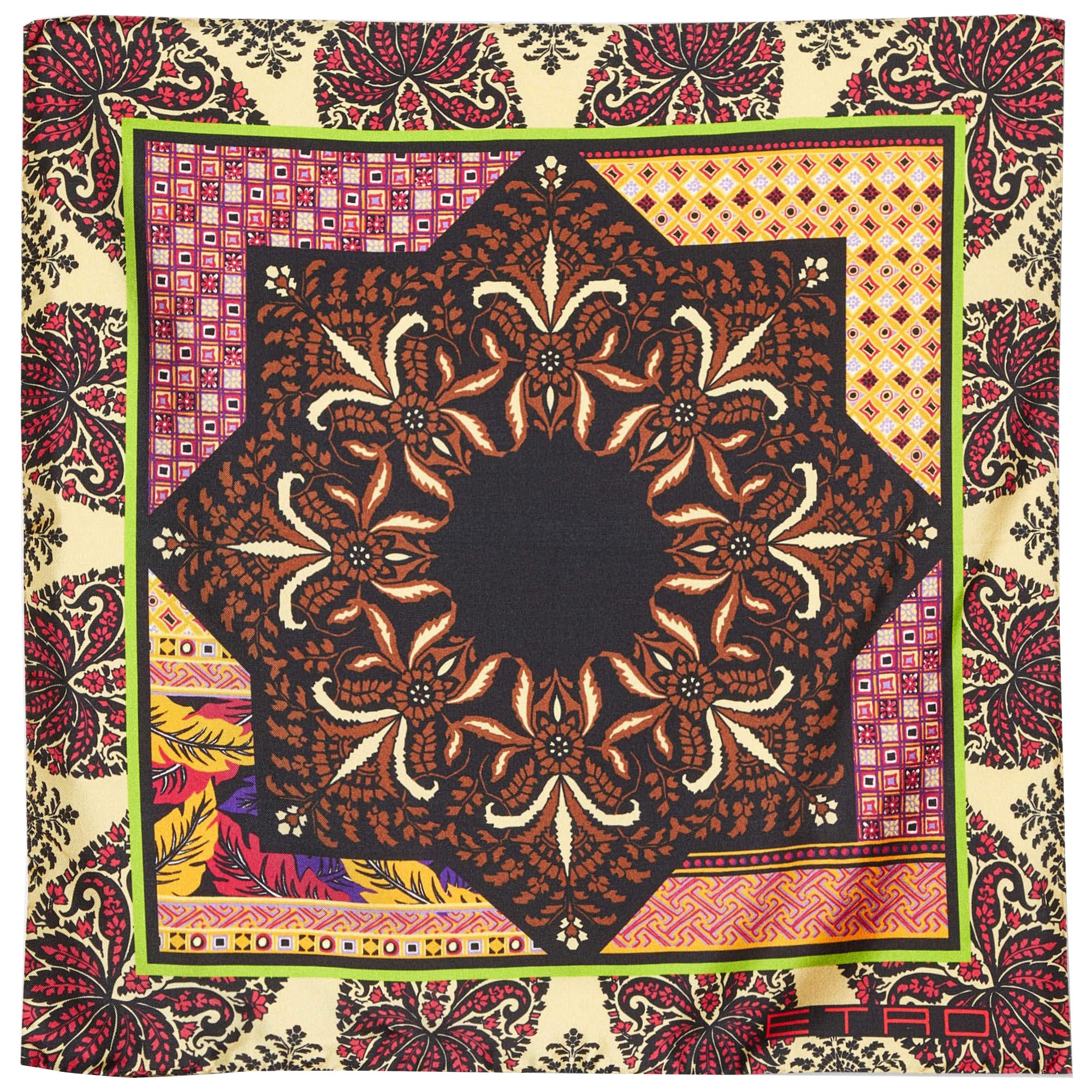 Etro Multicolor Printed Silk Pocket Square