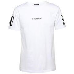 Balmain White Cotton Logo Print T-Shirt M