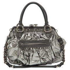 Marc Jacobs Silver Coated Canvas and Leather Stam Bag