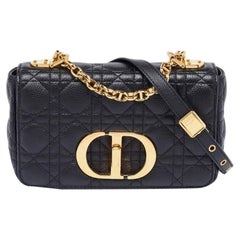 Dior Black Cannage Leather Small Caro Shoulder Bag