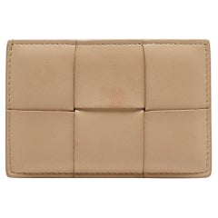 Bottega Veneta Cream Intrecciato Leather Cassette Flat Card Holder