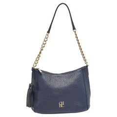 Carolina Herrera Marineblaues Leder Maria Quaste Hobo mit Quaste