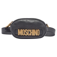 Moschino Grey Leather Mini Classic Logo Belt Bag