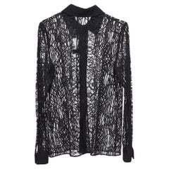 Elie Saab Black Lace Sheer Shirt XS