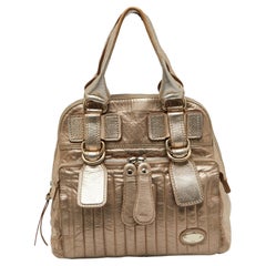 Chloe Gold Leather Front Pocket Satchel