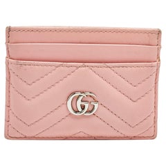 Gucci Pink matelassé Leather GG Marmont Card Holder
