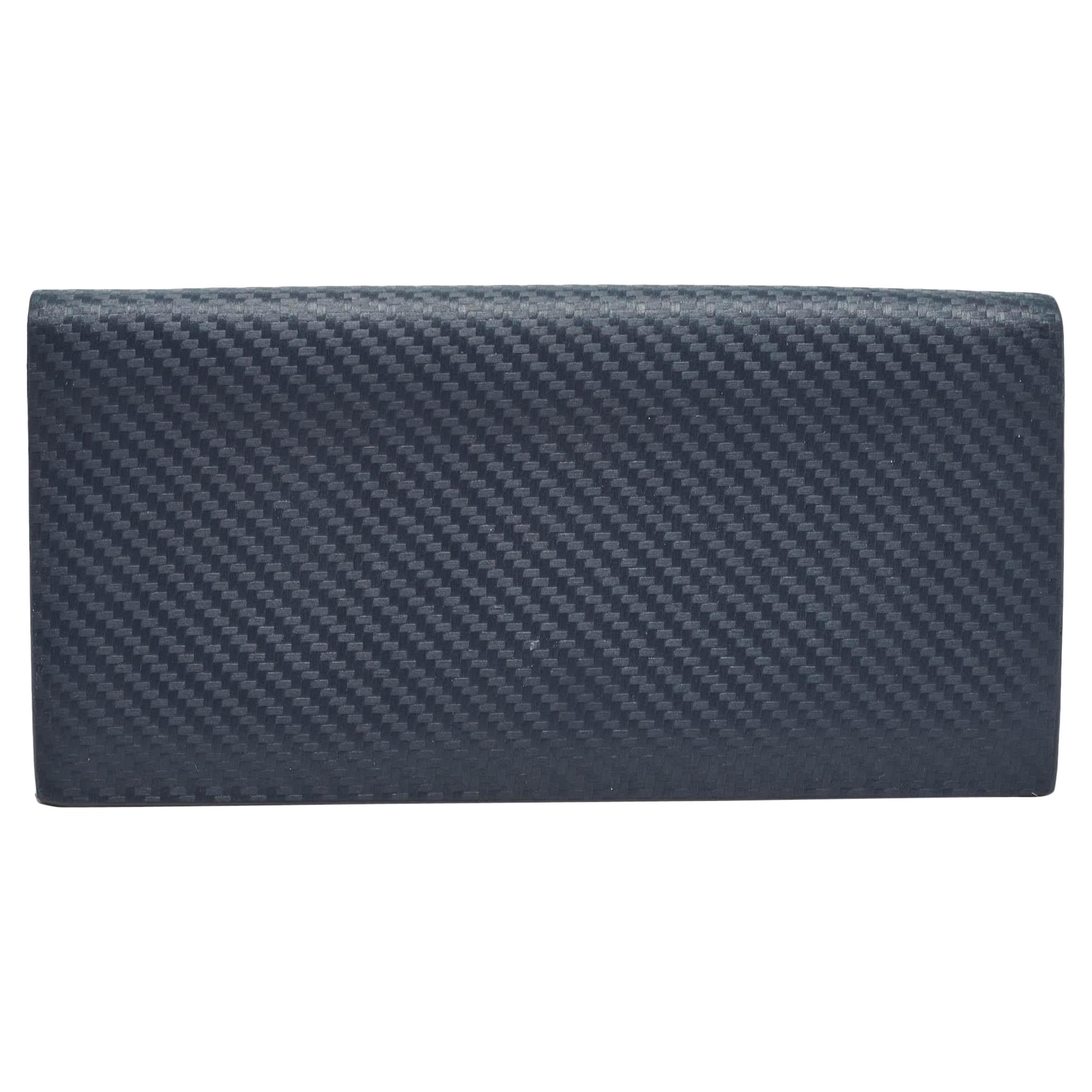 Alfred Dunhill Navy Blue Leather Long Bifold Wallet For Sale