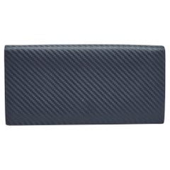 Alfred Dunhill Navy Blue Leather Long Bifold Wallet