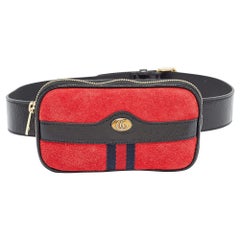 Gucci Ophidia-Gürteltasche aus rotem/Schwarzem Wildleder und Lackleder