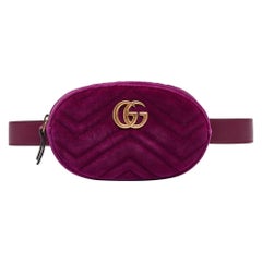 Gucci Purple matelassé Velvet Mini GG Marmont Belt Bag