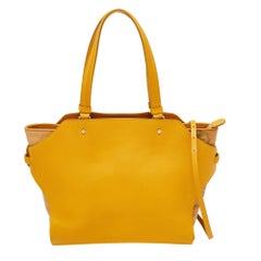 Alviero Martini 1A Classe Yellow Geo Print Coated Canvas and Leather Tote