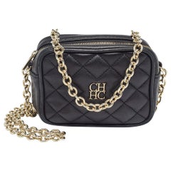 Carolina Herrera Black Quilted Leather Mini Chain Crossbody Bag