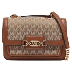Michael Kors Sac à bandoulière Heather en tissu et cuir Signature Beige/Brown