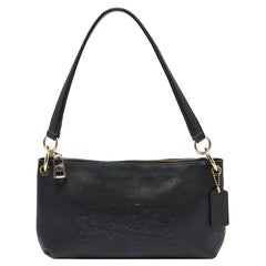 Borsa Coach in pelle nera con cavallo e carrozza in rilievo