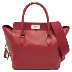 Hermès Ruby Ever Color Leather Palladium Toolbox 26 Bag