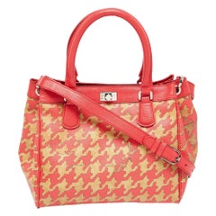 Alviero Martini 1A Classe Beige/Red Geo Print Coated Canvas and Leather Tote