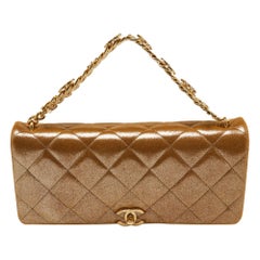 Chanel Gold Iridescent Quilted Leather Flap Chain Bag