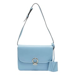 Versace Light Blue Leather DV One Shoulder Bag