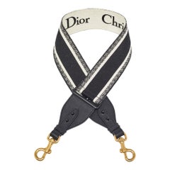 Dior Black/White Logo Canvas and Leather Shoulder Bag Strap