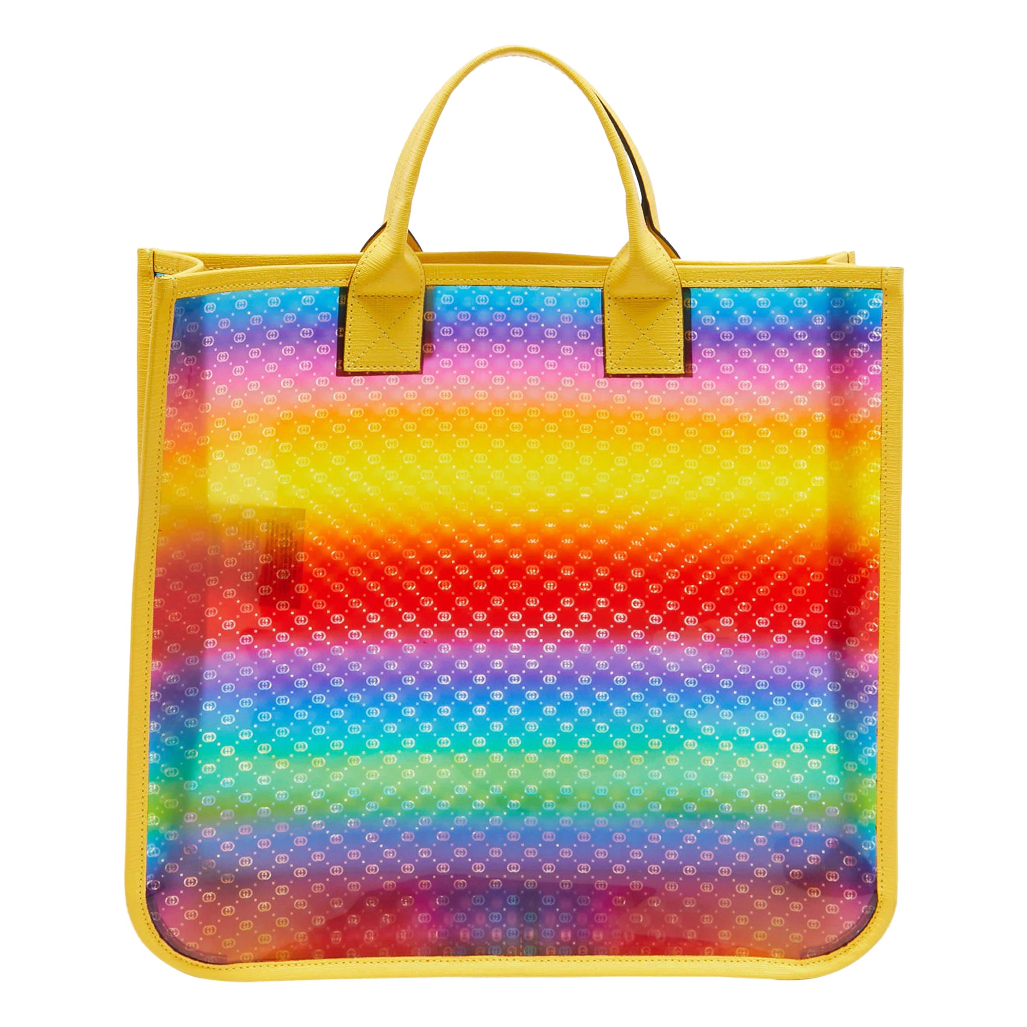 Gucci Multicolor Diamante Vinyl and Leather Tote For Sale