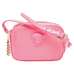 Versace Neon Pink Patent Leather Palazzo Camera Crossbody Bag