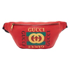 Gucci Red Leather Logo Web Belt Bag