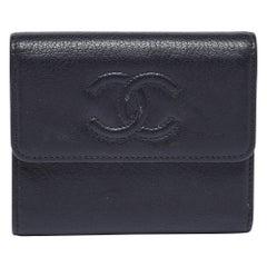 Chanel Black Leather Timeless CC Flap Trifold Wallet