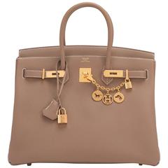Hermes Etoupe Togo 35cm Birkin Bag Taupe Gold Hardware Iconic