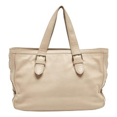 Roberto Cavalli - Fourre-tout en cuir beige avec fermeture éclair au milieu