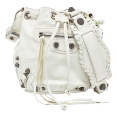 Balenciaga White Leather XS Le Cagole Bucket Bag