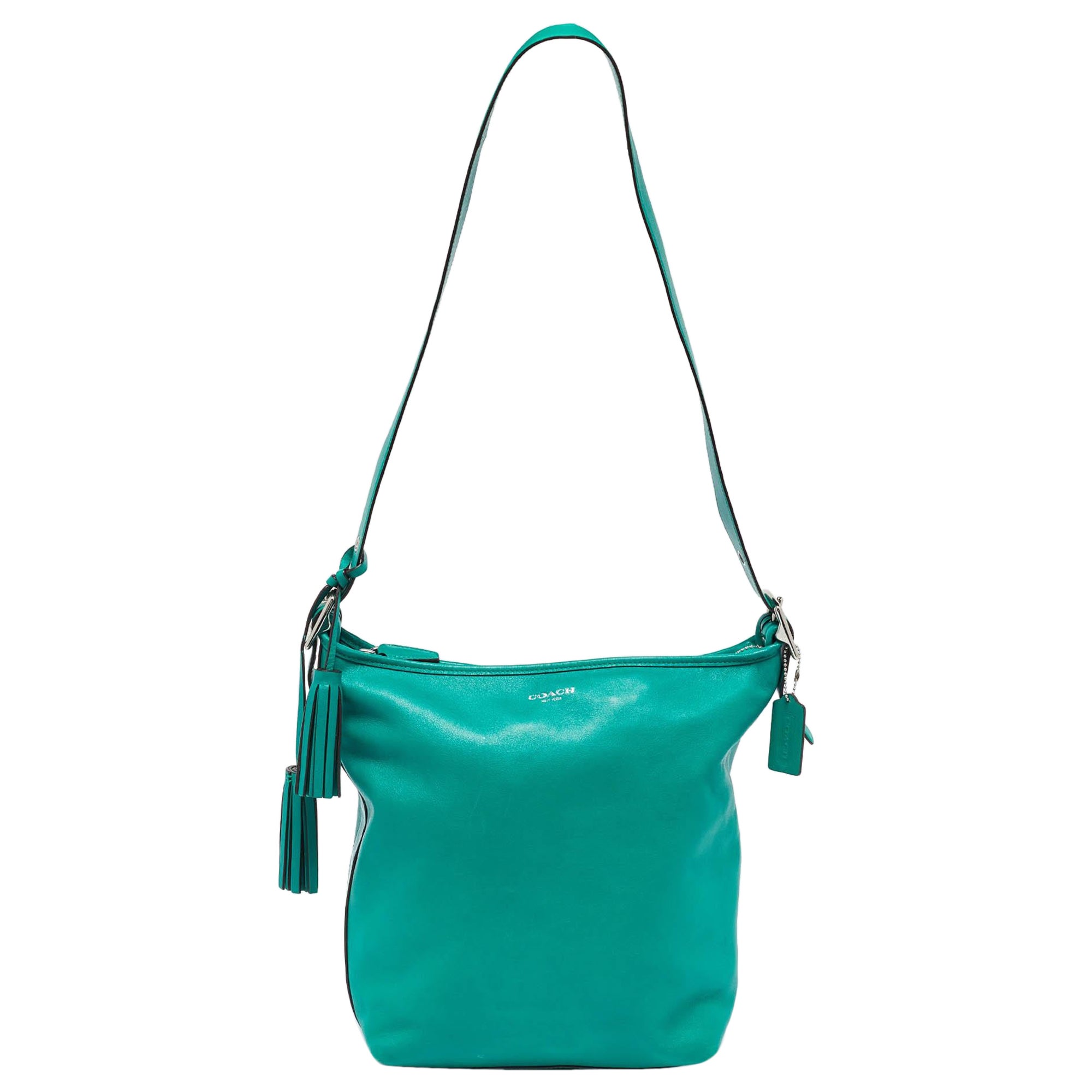 Coach Green Leather Legacy Tassel Bucket Bag